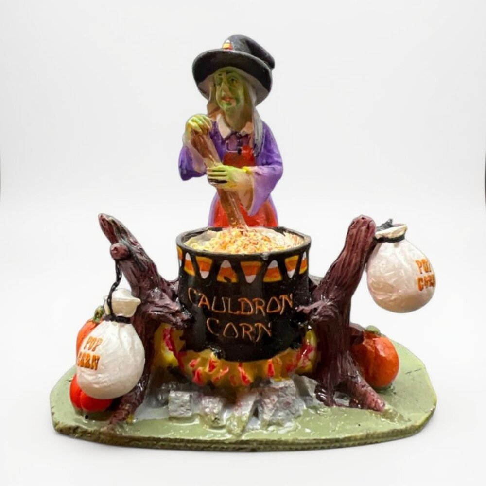 Lemax 2012 Spooky Town Cauldron Corn Witch Figurine Halloween Decoration
